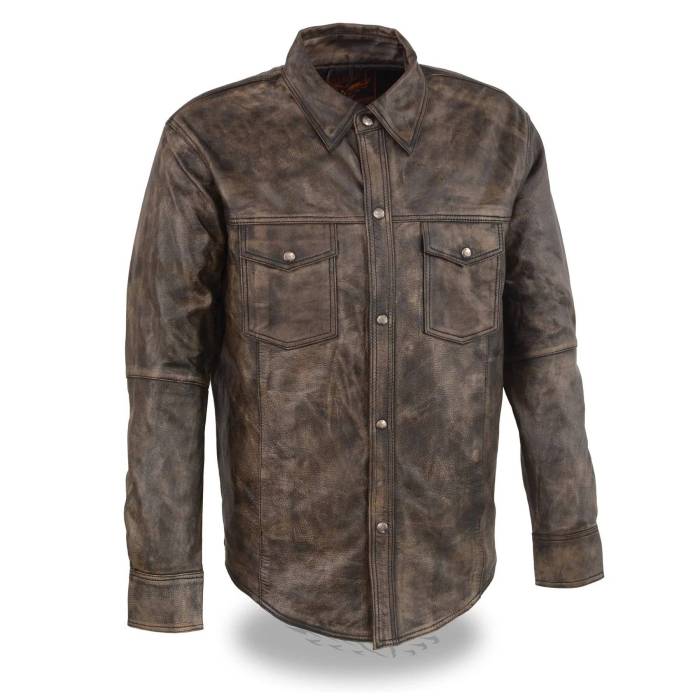 Leather dress shirt mens