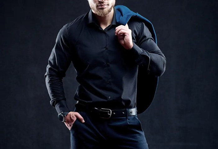 Classic Elegance Black Dress Shirts Mens