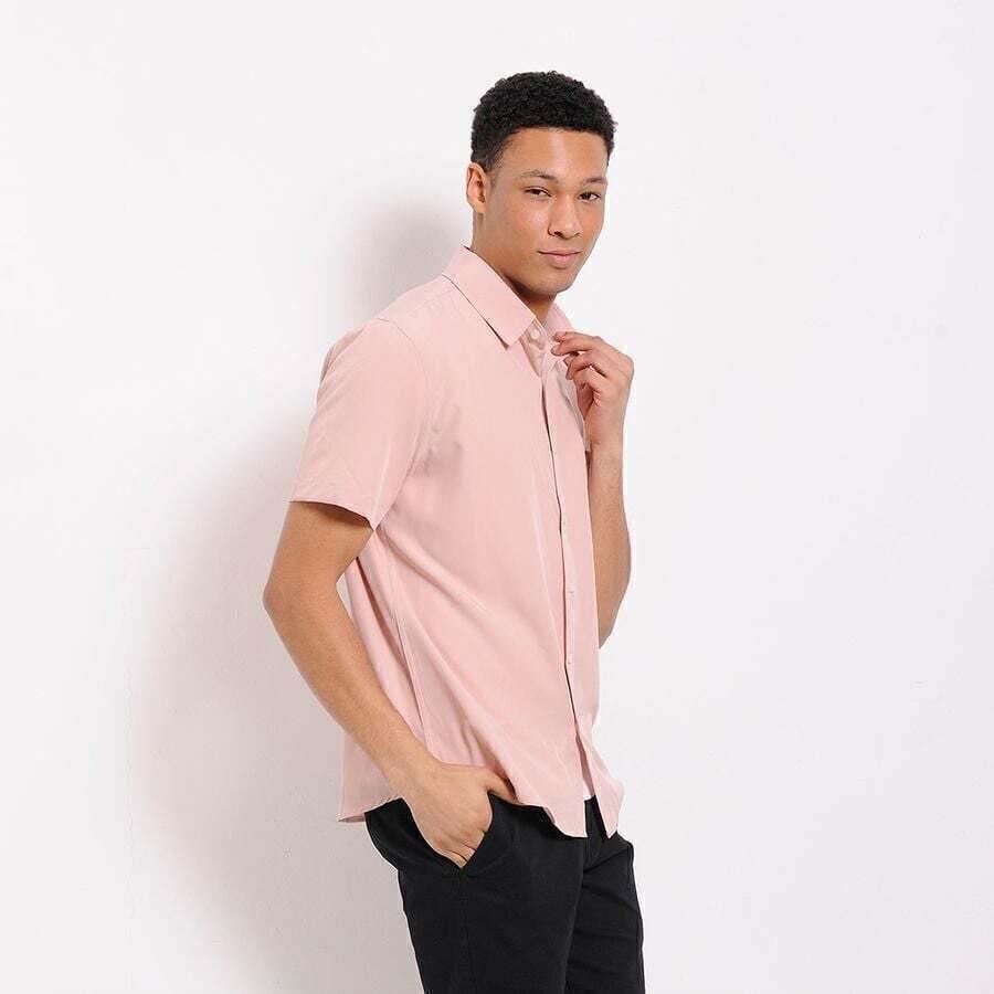 Men's pink dress shirt short sleeve