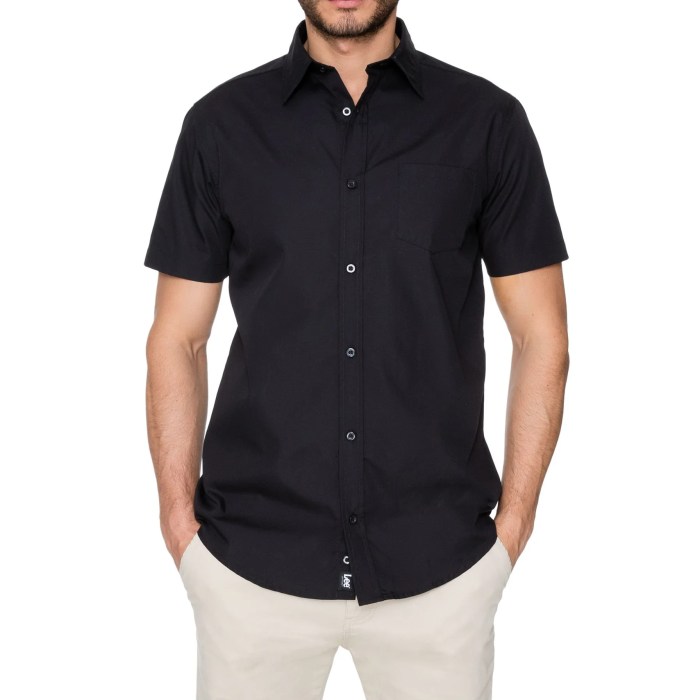 Mens short sleeve dress shirts black