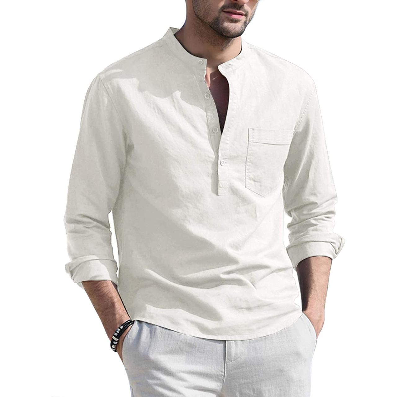 Mens Collarless Dress Shirt Stylish and Sophisticated Choice for Any Occasion